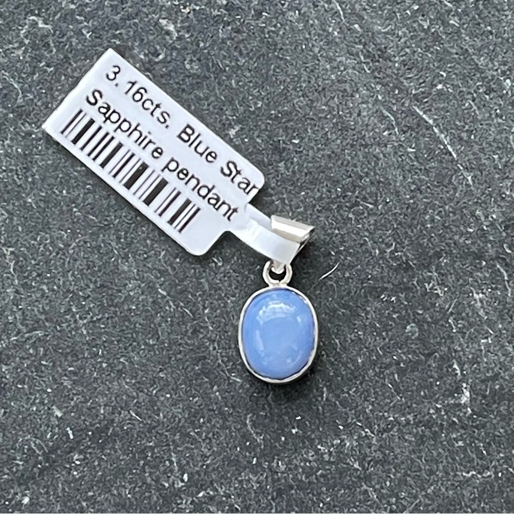 Elegant Sterling Silver 925 Blue Star Sapphire Pendant - Picture 3 of 11